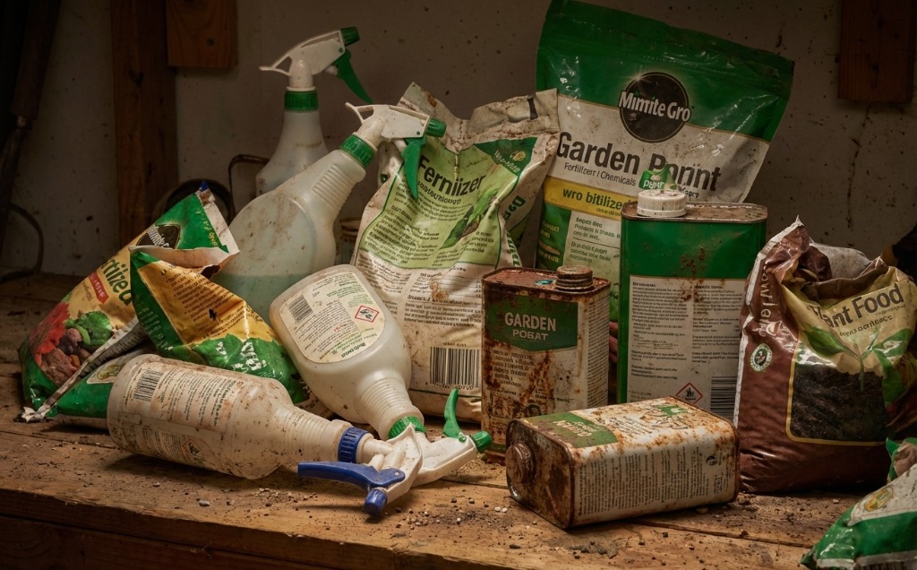 Cluttered old garden products